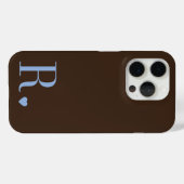 Elegante bruine & stoffige blauwe monogram initiaa Case-Mate iPhone case (Achterkant (horizontaal))