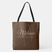 Elegante bruine tas met haar naam en initiaal (Voorkant)