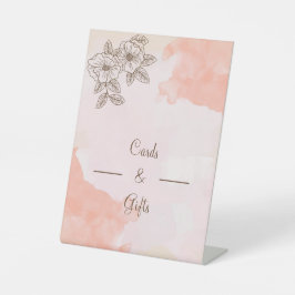 Elegante bruine trouwkaarten en geschenken reclamebord met voetstuk