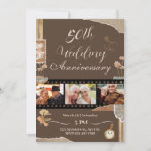 Elegante bruine vintage bloem bruiloft jubileum kaart (Voorkant)