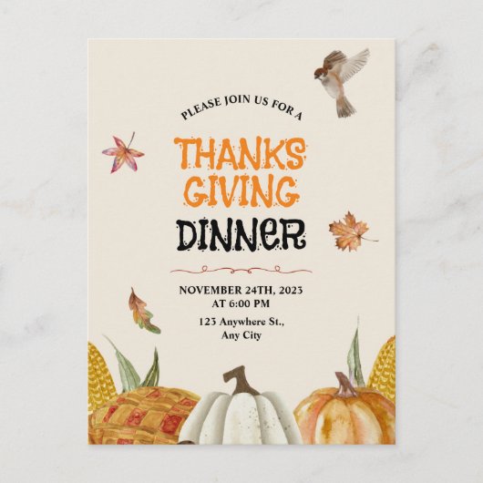Elegante bruine vintage bloem Thanksgiving  Briefkaart (Voorkant)