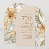 Elegante Bruine Waterverf Bloemenboog 70e verjaard Kaart (Voorkant / Achterkant)
