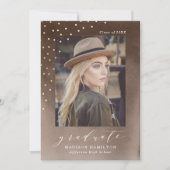 Elegante bruine Waterverf foto afstudeerfeest Kaart (Voorkant)