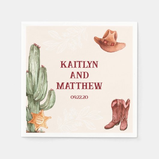 Elegante bruine westerne rustieke bruiloft servet (Voorkant)