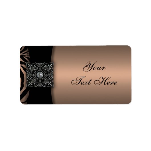 Elegante bruine zwarte zebra adreslabels etiket (Voorkant)