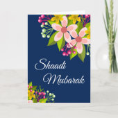 Elegante Bruisende Bloemrijke Shaadi Mubarak Kaart (Voorkant)