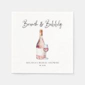 Elegante brunch & bubbels bruiloftsfeest servet (Voorkant)