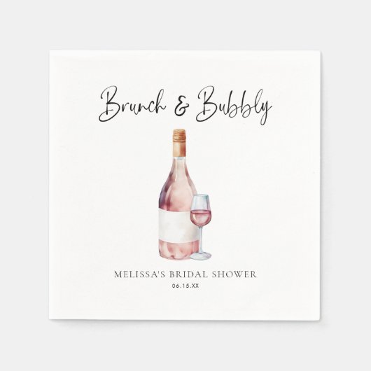 Elegante brunch & bubbels bruiloftsfeest servet (Voorkant)