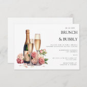 Elegante brunch & bubble bruids douche uitnodiging informatiekaartje (Voorkant / Achterkant)