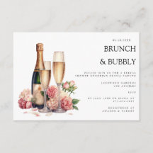 Elegante brunch & bubble bruids douche uitnodiging