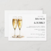 Elegante brunch & bubble bruids douche uitnodiging informatiekaartje (Voorkant / Achterkant)