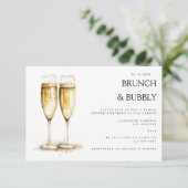 Elegante brunch & bubble bruids douche uitnodiging informatiekaartje (Staand voorkant)
