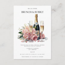 Elegante brunch & bubble bruids douche uitnodiging