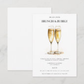 Elegante brunch & bubble bruids douche uitnodiging informatiekaartje (Voorkant / Achterkant)
