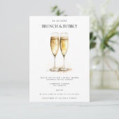 Elegante brunch & bubble bruids douche uitnodiging informatiekaartje (Staand voorkant)