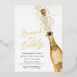 Elegante brunch en bruisende champagne bruidsborre folie uitnodiging
