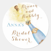 Elegante brunch en bubbelige bruidsfeest ronde sticker (Voorkant)