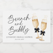 Elegante brunch en bubbelige bruidsuitnodiging sparkling wijnetiket (Enkel label)