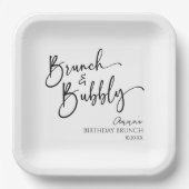 Elegante brunch en bubble verjaardagsbrunch papieren bordje (Voorkant)