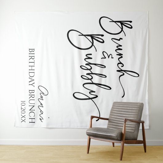 Elegante brunch en bubble verjaardagsbrunch wandkleed (In Situ (horizontaal))