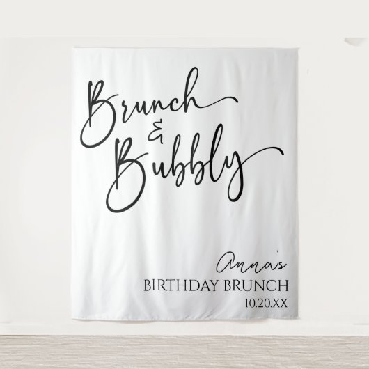 Elegante brunch en bubble verjaardagsbrunch wandkleed (Voorkant)
