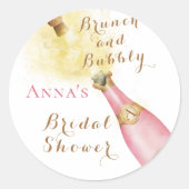 Elegante brunch en bubble Vrijgezellenfeest Ronde Sticker (Voorkant)