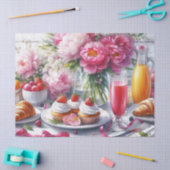 Elegante brunch met roze pioenrozen tissuepapier (Craft)