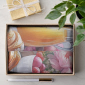 Elegante brunch met roze pioenrozen tissuepapier (Geschenk)