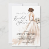 Elegante Brunette Bruid Trouwjurk Vrijgezellenfees Kaart (Voorkant)