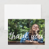 Elegante Brush Font Tekst Overlay Afstuderen Foto Bedankkaart (Voorkant / Achterkant)