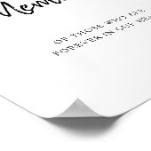 Elegante Brush Script In Loving Memory Trouwbord Poster (Hoek)