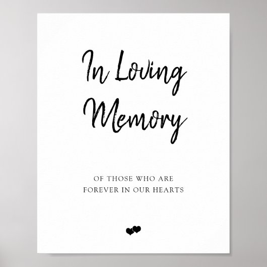 Elegante Brush Script In Loving Memory Trouwbord Poster (Voorkant)