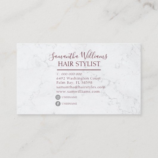 Elegante Brush Strokes Roos Gold Hair Stylist Visitekaartje (Achterkant)