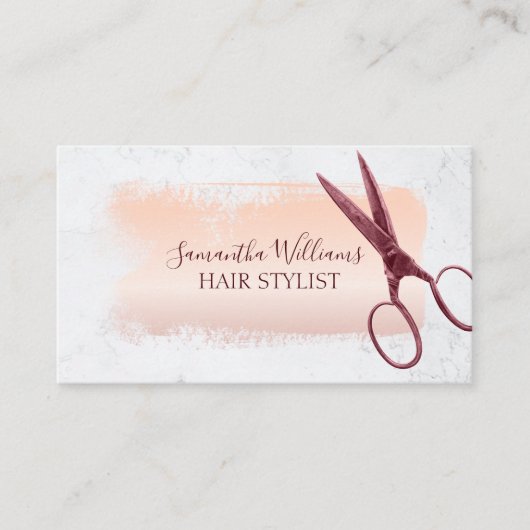 Elegante Brush Strokes Roos Gold Hair Stylist Visitekaartje (Voorkant)
