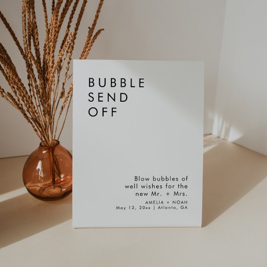 Elegante bubbel verzenden van de bruiloft receptie reclamebord met voetstuk