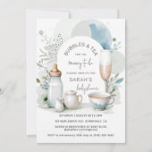 Elegante bubbels en thee Baby shower groen Kaart (Voorkant)