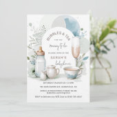 Elegante bubbels en thee Baby shower groen Kaart (Staand voorkant)