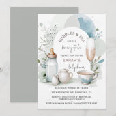 Elegante bubbels en thee Baby shower groen Kaart (Voorkant / Achterkant)