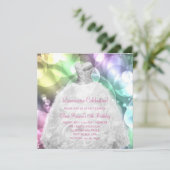 Elegante bubbels roze en Paarse Quinceanera Kaart (Staand voorkant)