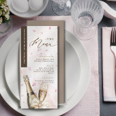 Elegante Bubbly Petals Coquette Roze Menu Kaart