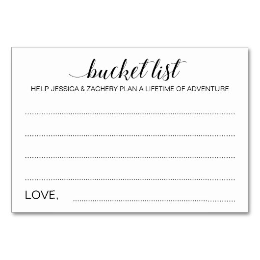 Elegante Bucket List Idee Trouwkaarten Kaart (Voorkant)