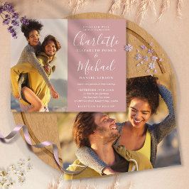 Elegante budget bruidsroze foto's trouwuitnodiging