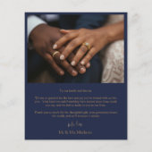 Elegante budget bruiloft navyblauw en goud bedankt (Achterkant)