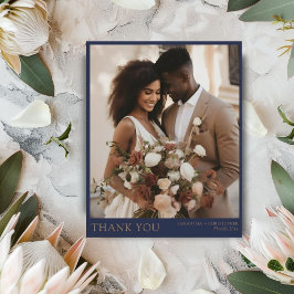 Elegante budget navyblauw & gouden trouwthankyou