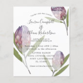 Elegante Budget Protea Paarse Trouw Uitnodiging (Voorkant)