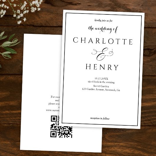 Elegante budget QR-code bruiloft Kaart