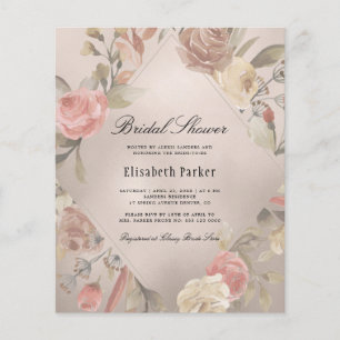 Elegante BUDGET roze gouden bruidsuitnodiging