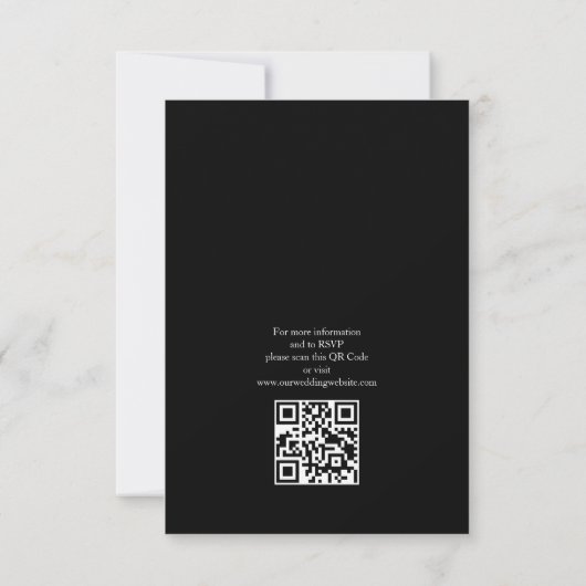 Elegante budget zwart QR-code bruiloft Kaart (Achterkant)