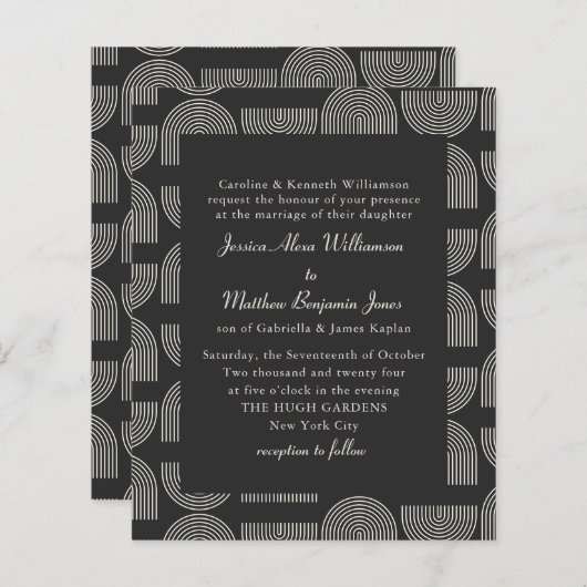 Elegante budgetlijnen formeel zwart-wit bruiloft (Voorkant / Achterkant)