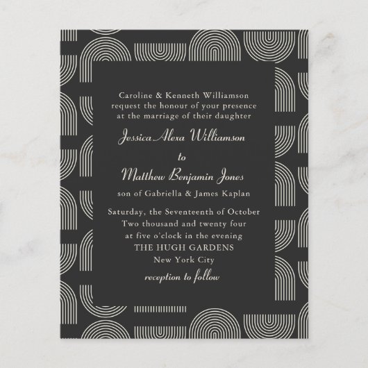 Elegante budgetlijnen formeel zwart-wit bruiloft (Voorkant)